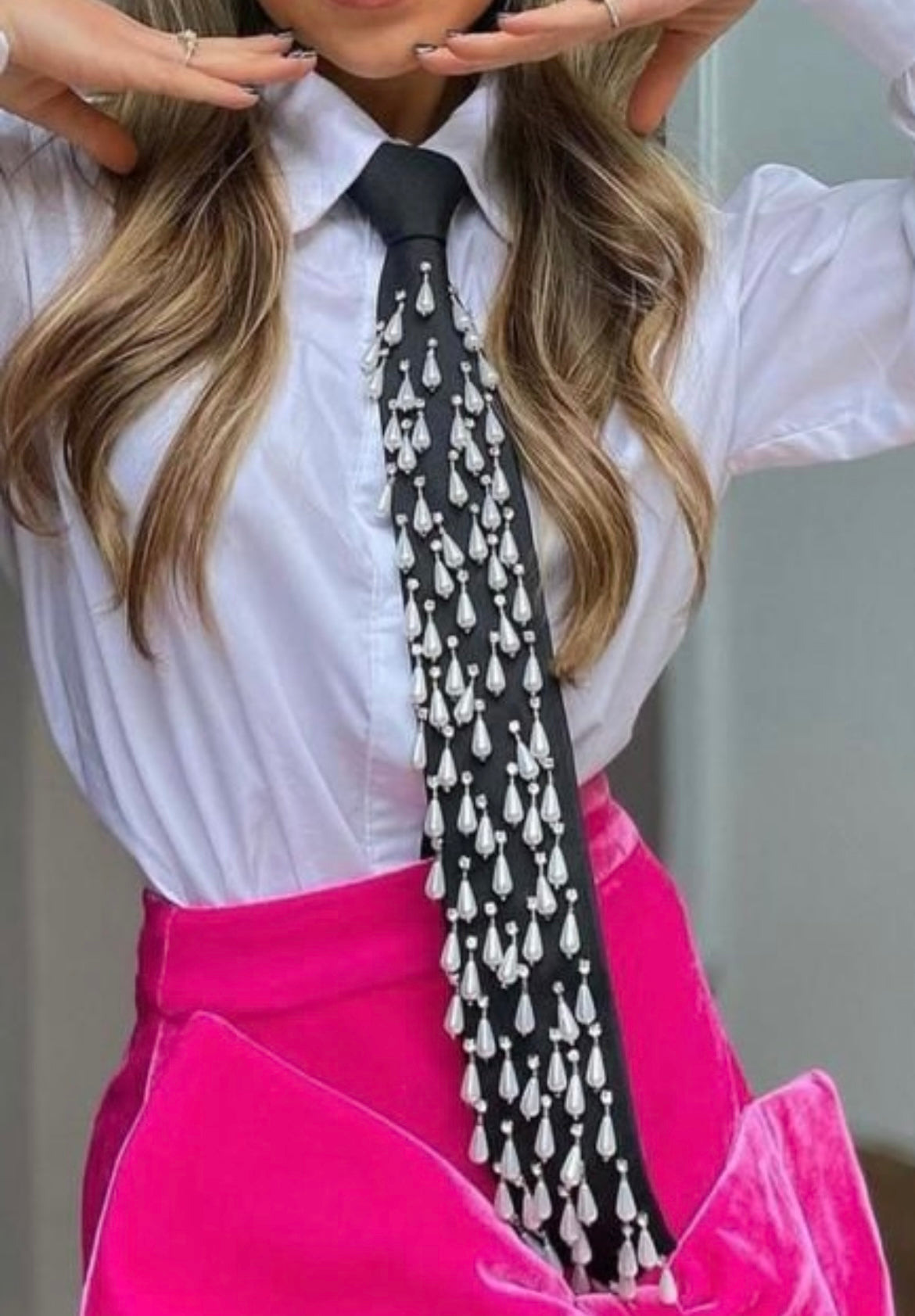 Misty-embellished Silk Necktie