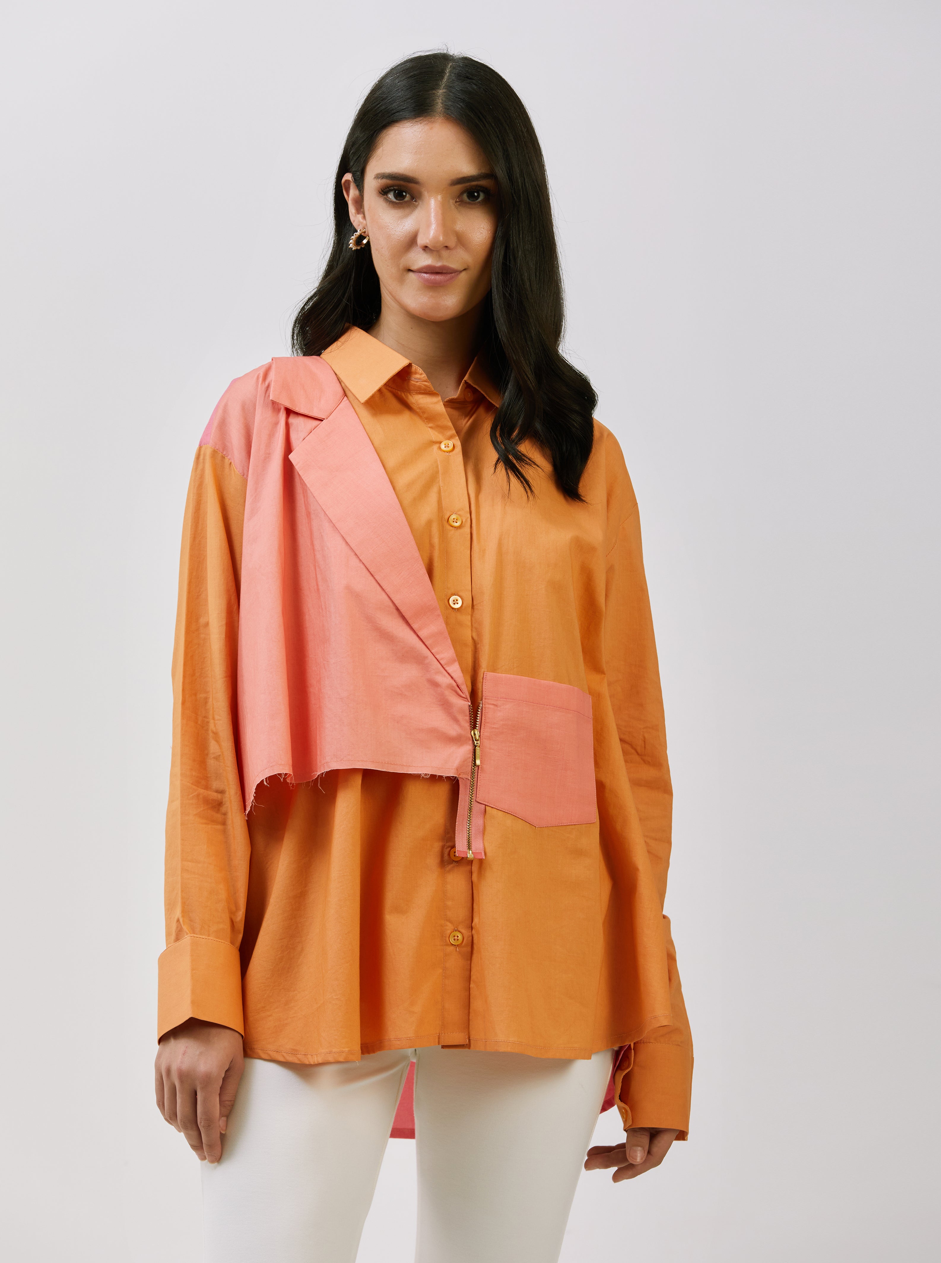 Two-In-One Half blazer yoke Shirt