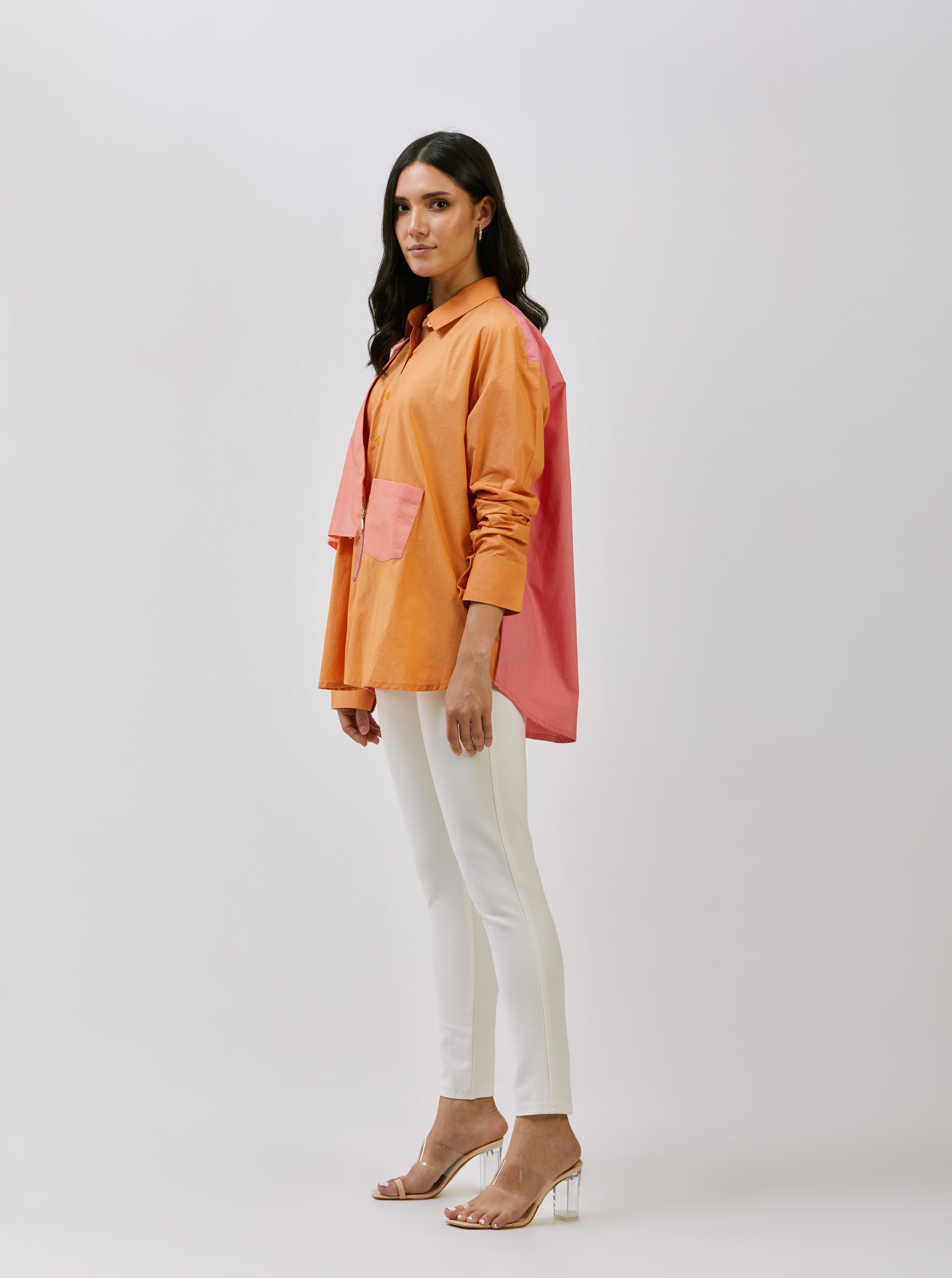 Two-In-One Half blazer yoke Shirt