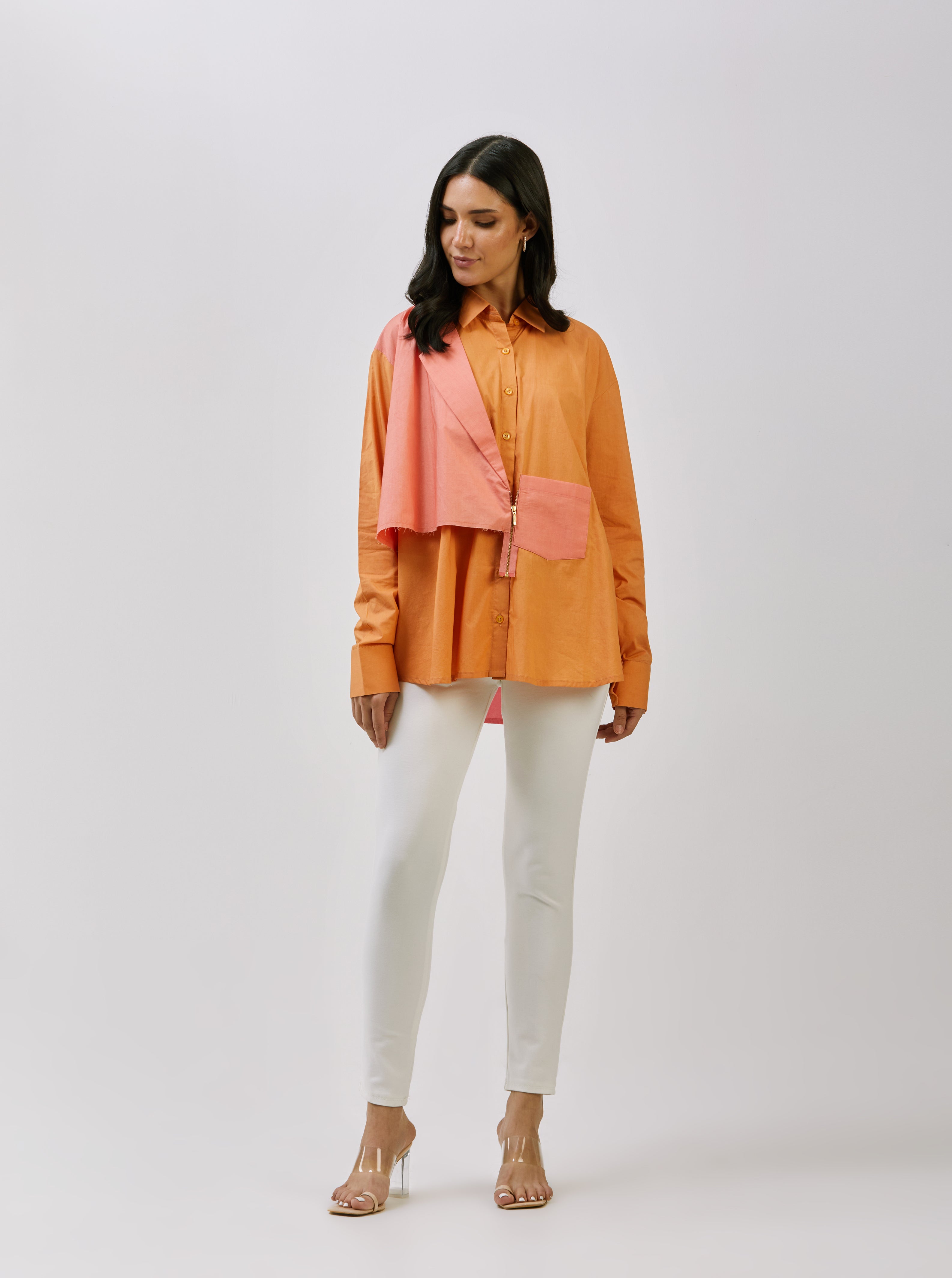 Two-In-One Half blazer yoke Shirt