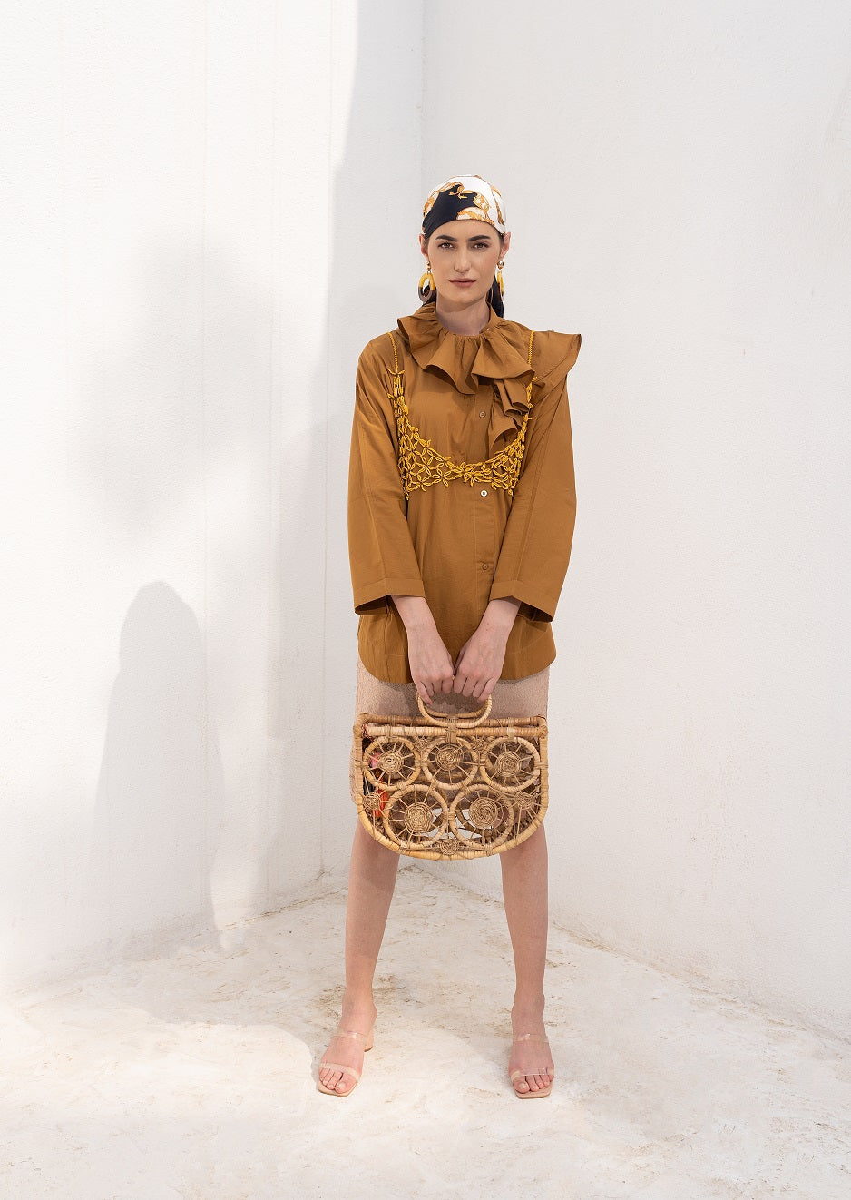 CHAYA Biscuit Brown Ruffled Shirt